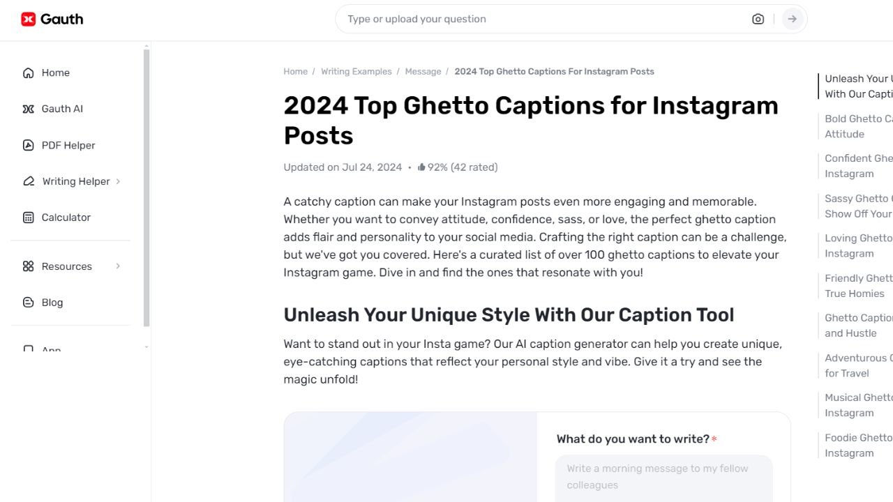 How Gauth Simplifies Creating Unique Ghetto Captions for Instagram
